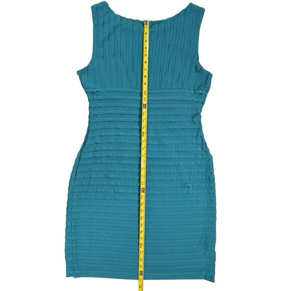 CALVIN KLEIN‎ Teal Bandage Dress Sz 0/2 Pleated Crossover Waist PinTuck Slinky - Picture 14 of 14